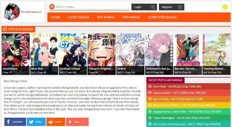 Mangakakalot website