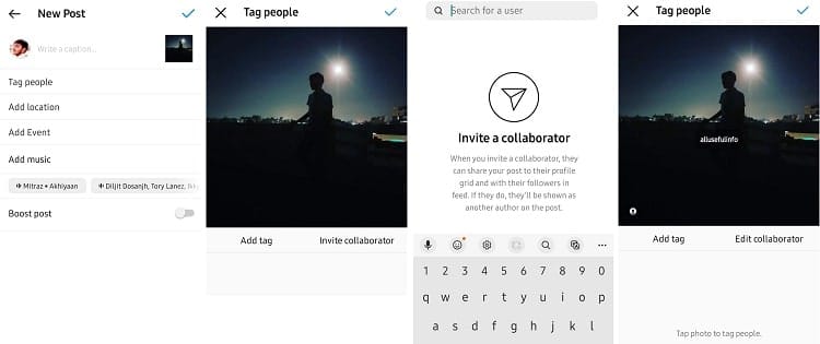 Invite collaborator on Instagram