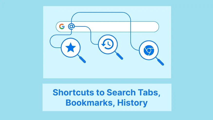 New Chrome shortcuts for tabs bookmarks history