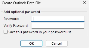 Add password to Outlook .pst file
