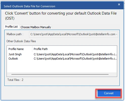 Outlook data file convert