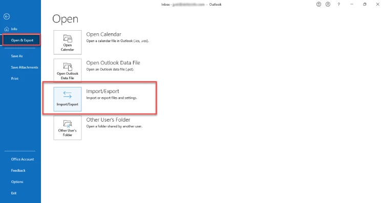 Outlook Export/Import feature