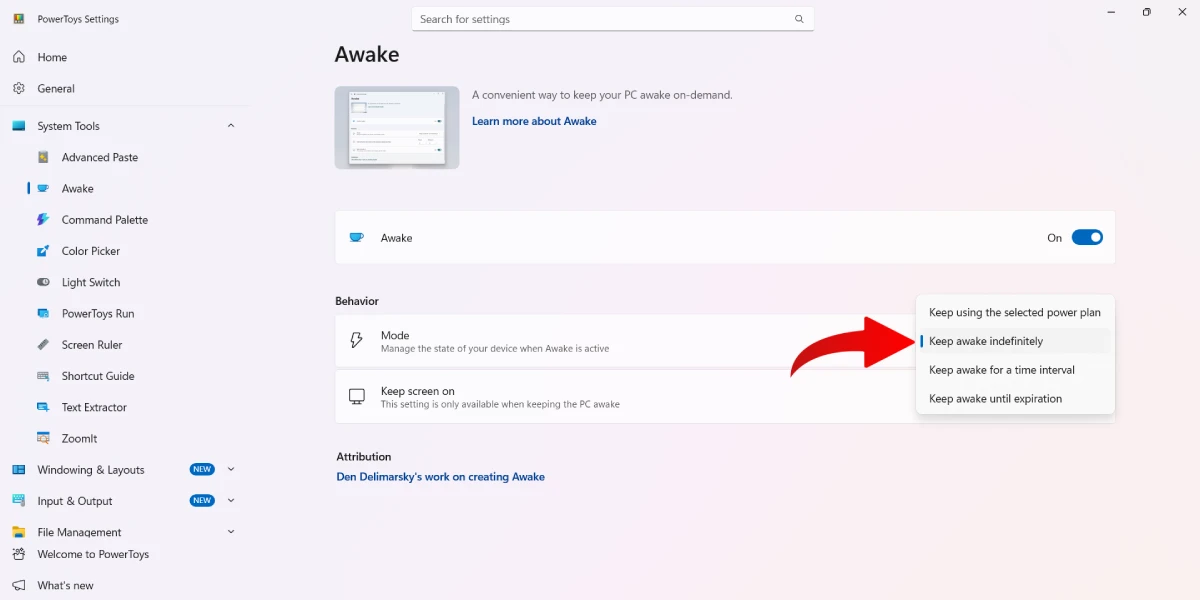 Microsoft PowerToys - Keep Screen Awake