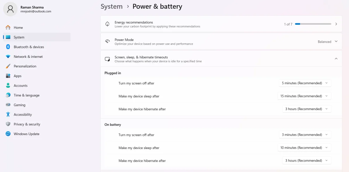 Set Turn screen off to Never in Power Settings