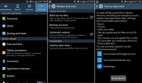 Factory Reset Android Phone