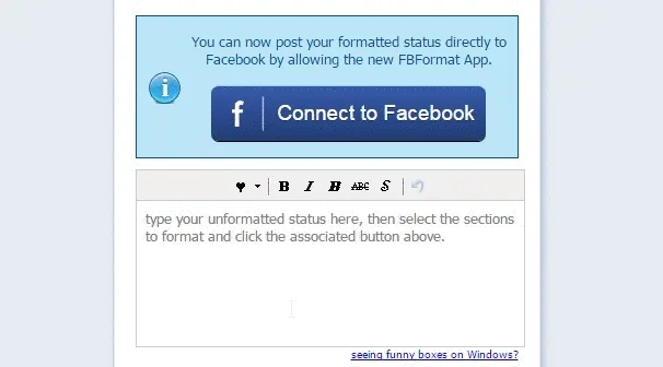 FBFormat - Tool to bold, italicize and strikeout Facebook status